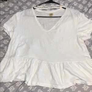 white v-neck flowy blouse